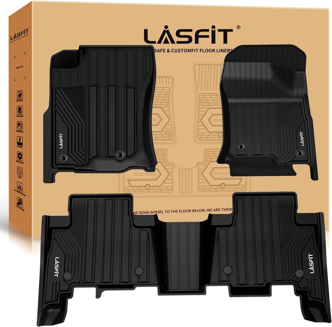 LASFIT Floor Mats for Toyota 4Runner 2013-2024 & for Lexus GX460 2014-2023, All Weather TPE Mats Floor Liner for Toyota 4 Runner (Fit 7 Seats & 5 Seats) 1st & 2nd Row Car Mats, Black
