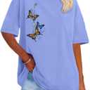 Womens Oversized Tshirt Graphic Tees Crew Neck Summer Short Sleeve Loose Fit Tops 2026 3XL