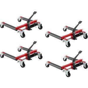 Hydraulic Car Wheel Dolly Set of 4, Heavy Duty 6,000 LBS Capacity Vehicle Dollies with Foot Pedal for Tire Auto Repair Moving, Red