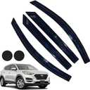 Rain Guards for Hyundai Tucson SEL 2016-2021, Tape-on Side Window Deflectors for Hyundai Tucson, Window Visors for Hyundai Cars,for Hyundai Car Accessories 4 Rain Guards 2 Car Coasters