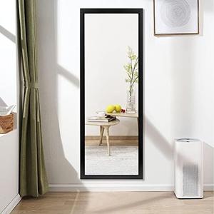 NeuType 44"x16" Wall Mounted Full Length Dressing Mirror, Polymer Frame, Black, No Stand