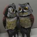 Hedoc Pack of 2 Fake Owl Decoys to Scare Birds Away(15 inch), Rotating Head Sculptures, Nature Enemy Scarecrow Plastic Statues, Pest Repellent, Pigeon Deterrent Outdoor Yard, Garden Protectors