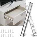 Soft Close Drawer Slides Full Extension 22 Inch Ball Bearing Drawer Slides Heavy Duty Drawer Slider Drawer Glides Side Mount Cabinet Sliders Light Nickel -1 Pairs