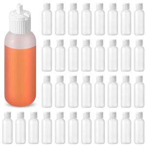 Tioncy 50 Pcs 2 oz Flip Top Plastic Bottles Small Squeeze Bottles with Lids, Empty Refillable 2 oz Travel Bottle Containers for Essential Oils Perfumes Liquids Lotions Body Wash Shampoo Sauce