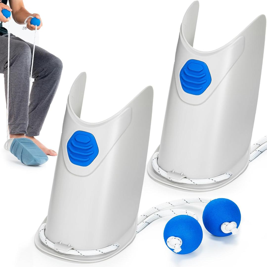 Sock Aid - 2 Pack Socks Helper with Adjustable Cords, Easy on Sock Aid Tool with Ergonomic Soft Foam Round Handles for Elderly, Disabled, Pregnant, Diabetics-Sock Helper Aide Tool