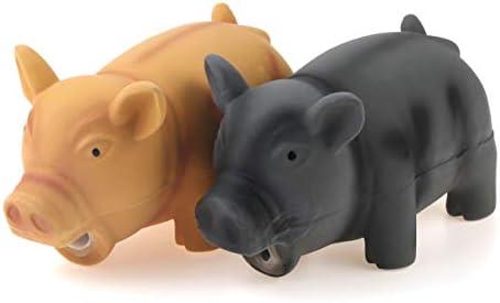 CHIWAVA 1 Pack 6.5" Medium Pig Dog Toy for Dogs Latex Rubber Cube Squeeze Grunting Sound Interactive Play, Beige