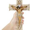 Crucifix Wall Cross - Catholic Holy Trinity Wall Decor with Hand-Painted Jesus Sculpture. Inspirational Home Décor and Devout Religious Gift