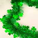 33FT Glitter St.Patrick's Day Tinsel Garland Decorations Green Shamrock Clover Metallic Twist Garland for St Patricks Day Irish Festival Party Tree Mantle Office Parade Floats Ornaments