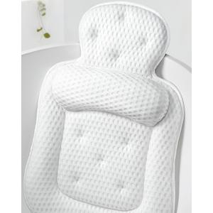 Bath Pillows for Tub, Comfortable Bathtub Cushion for Head and Neck with Soft 3D Mesh Fabric and 54 Non-Slip Suction Cups, Relaxing Tub and Shower Accessories Spa Gift White Standard