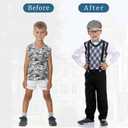 Kids 100 Days School Old Man Costumes Halloween Costume Dress up Outfit Accessories (8-10Year, Black)