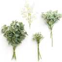 Ling's moment Artificial Greenery Stems Box Set, 15pcs with 4 Kinds of Faux Greenery Picks for DIY Bridal Bouquets Wedding Floral Arrangement Table Centerpieces, Tender Green & Sage Green