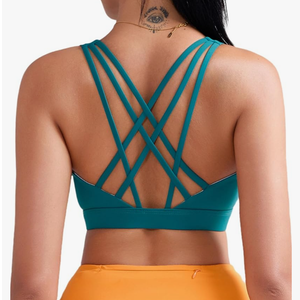 RUNNING GIRL Sports Bras for Women, Medium-High Impact Running Strappy Sports Bra with Removable Pads Size L