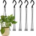 Cosmos 6 Pieces Plastic Hanging Basket Hooks Hanging Planter Holder Flower Pot Hangers for Outside and Indoor Small Flower Pots, Black