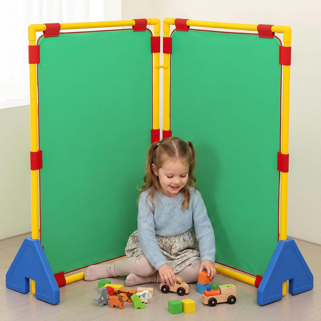 2 Pack Play Panel - Classroom Dividers for Room Separation, Versatile Dividers for Kids & Learning Spaces, Easy-Assemble Room Divider for Class (Green)