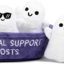 Emotional Support Ghosts by Relatable, Cuddly Plush Collectibles and Cute Stuffed Animals, Spooky Halloween Ghost Plushies and Fun Trick or Treat Toys, Includes 5 Plushies with Carrying Basket