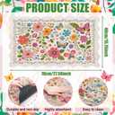 Tinideya Spring Floral Scalloped Doormat Colorful Flower Butterfly Welcome Door Mat 27.6 x 15.7 Inch Artificial Coir Non Slip Cute Entrance Rugs for Indoor Outdoor Front Kitchen Bathroom Decor