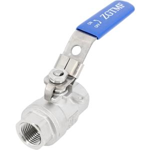 1/2"304 Stainless Steel Full Port Ball Valve,NPT Female x Female Thread,1000 WOG,with Blue Vinyl Handle, Heavy Duty Shut Off Valve 1/2 inch for Water, Oil, and Gas with Locking Device