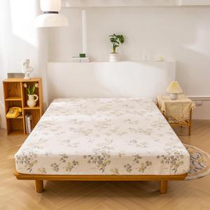 Ecocott Bedding Fitted Sheet - 100% Selected Natural Cotton - Elasticized Deep Pockets, Shrinkage & Fade Resistant - Easy Care (Vintage Floral, King)