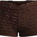 SHENHE Women's Ruffle Shorts Cute Bloomers Low Rise Sexy Y2k Booty Mini Shorts Coffee Brown, Medium
