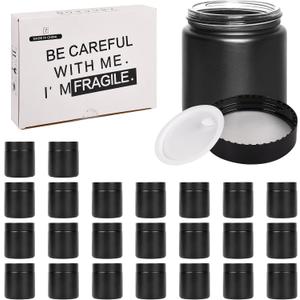 4 oz Glass Jars with Lids, Large Empty Jars, Airtight Cosmetic Containers for Candle Making, Lotions, Ointments, Bulk Storage, DIY Crafts (24 Pack, Black Frosted)
