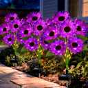 Solar Sunflower Lights Outdoor Garden Decor, 3 Pack Solar Purple Flowers Lights with 18 Sunflowers, Waterproof Fall Decor Stake Decorative Light Auto ON/Off for Garden Yard Patio, Gift for Women