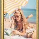 MOUDAMION Wood 22x30 Frame Gold, Ornate Natural 30x22in Poster Picture Frame, Modern Golden 22 x 30inch Gallery Wall Photo Frame with HD Plexiglass, Horizontal Vertical Wall Mounting Display 1pcs