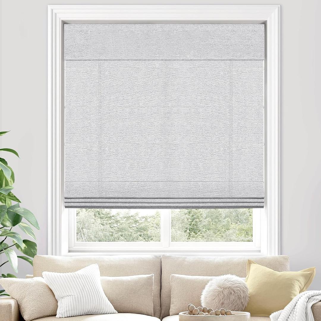 UNISHADES Light Filtering Cordless Roman Shades for Indoor Windows & French Doors, 19 3/4" W  60" H - Light Filtering - Light Grey