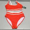 BMJL Women's High Waisted Bikini Sets Sporty Two Piece Swimsuits Color Block Cheeky High Cut Bathing Suits. Size S