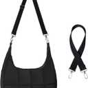 Puffy Crossbody Bags for Women, Small Puffer Crescent Shoulder Bag, Nylon Quilted Purse for Women with 2 Straps (Black)