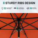 AreShark 9FT Patio Umbrella with Solar Lights, 32 Lighted Pool Umbrella w/Tilt and Crank, Outdoor Market Solar Umbrellas for Garden, Deck, Backyard, Pool and Beach, Orange