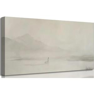 Jesus Leaves The 99 Sheep Canvas Wall Art Minimalist Beige Abstract Print Lost Sheep Wall Decor Picture Bible Stories artwork Christian Faith Painting for living room Home Church Decoration,32x16in (32L" x 16W")