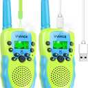 Vvinca Walkie Talkies for Kids Rechargeable Toys for Ages 5-7, Long Range 22 Channels 2 Way Kids Walkie Talkie with Flashlight for Camping Hiking Indoor Outdoor 3 4 5 6-12 Boy Girl Christmas Birthday (0-Green Blue)