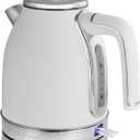 OVENTE 1.7L Electric Kettle, 1500W Fast Boiling Water Heater for Coffee or Tea with Stainless Steel BPA-Free and Cordless Body, Auto Shut-Off, Boil-Dry Protection and Removable Filter, White KS777W (1.8 Quarts, White Matte)