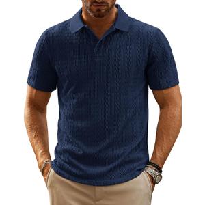 PJ PAUL JONES Mens Polo Shirts Short Sleeve Casual Collared Summer Vacation Shirts Golf Polo Shirts (Blue, L)