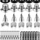 Cuffbow 300 Pcs 2026 New Years Eve Party Supplies Include Happy New Year Cone Hat Headband Tiara Metallic Fringed Party Blowers Noise Makers Horns Leis Hair Hoop Favors Decorations (Black Silver)