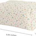 Large Floral Quilted Makeup Bag,Cute Cosmetic Bag for Women and Girls,Travel Coqutee Aesthetic Organized Bag