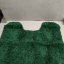 Dark Green Toilet Rugs U-Shaped，Soft Absorbent Microfiber Bathroom Rugs Non Slip Quick Dry Fluffy Contour Bath Mats for Toilet Base Bathroom Floor, Machine Washable, 20x20 Inch