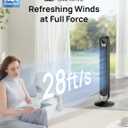 DREO Tower Fan for Bedroom, 28 ft/s, 20dB Quiet Oscillating Bladeless Fan with Remote, 9 Speeds, 4 Modes, 12H Timer, LED Display, Standing Floor Fan Powerful for Indoor Home Office Room, 42 Inch
