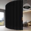 Accordion-Style Room Divider with Ceiling Track - Foldable Partition Curtain, Easy Installation(Black 100" W x 84" L-Pack of 1)