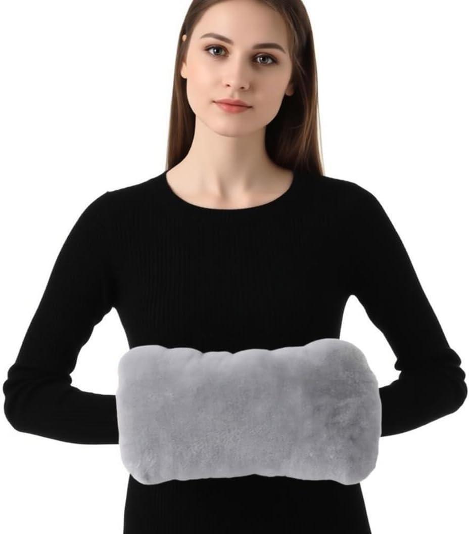 ITODA Electric Heated Pad Hand Muff USB Portable Pouch Hand Warmer Plush Liner Wrist Heating Gloves for Camping Home Winter (Grey)