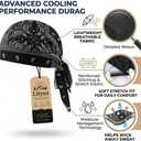Elastic Cycling Sports Cap Skull Caps Bandana Stretch Cooling Headscarf Paisley Cool Helmet Wrap Pirate Scarves Hat (M)