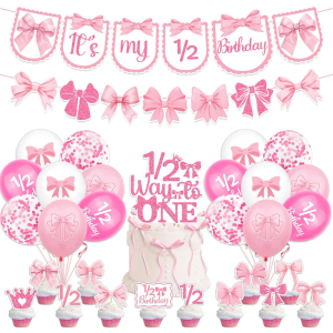 Birthday Party Decoration Set, Holiday Commemorative Celebration, Cartoon First Birthday, Party Supplies Set Banner, Hanging Swirl Decorations, Honeycomb Decorations (1/2 Half-Year)