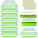 Legigo 8 Pack Seed Sprouter Trays with Lids- Soil-Free Cultivation Germination Tray, BPA Free Micro Greens Growing Trays Seed Sprouting Trays Kit with Germinating Paper for Wheatgrass, Beans and More, 10.23 x 12.7 x 4.95 inches