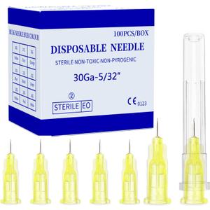 Disposable Luer Lock Needle 30Ga 4mm 100Pack(30Ga-4mm)