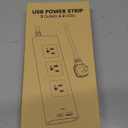 10Ft Extension Cord with USB Ports, SUPERDANNY Flat Plug Brown Power Strip Surge Protector 3 Widely Spaced Outlets, Electrical Outlet Extender, Desktop Charging Station, Walnut Wood Grain