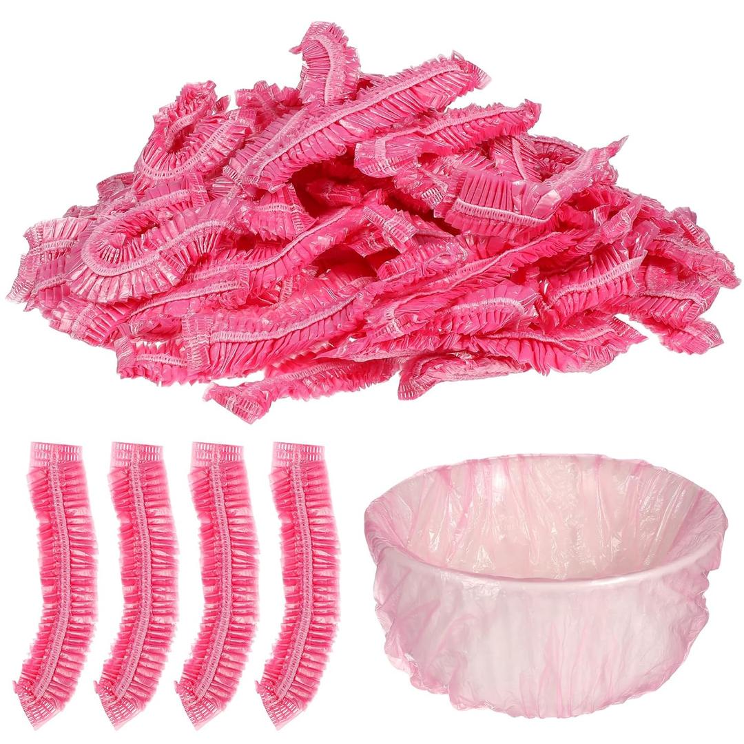 300pcs Disposable Plastic Liners for Basin Diameter within 7.87in/20cm,Beauty Salon Wash Basin Wrapping Bags for Facial Spa,Facial Beauty Liners for Spa Home,3 Packs of 100 Bags Each (Pink)
