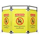 3 Panels Safety Barricade, Heavy Duty PVC Foldable Security Barrier Gate,Visibility Caution Fence with DO NOT Enter Sign, Portable Pedestrian Barricade for Construction, Maintenance & Crowd Control