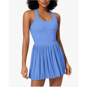 ABOCIW Womens Pleated Tennis Dress Square Neck Athletic Dress for Women Summer Golf Active Workout Dress Size M