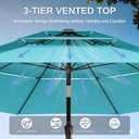 10ft Patio Umbrella, 3 Tier Outdoor Market Table Umbrellas with 8 Fiberglass Ribs and Push Button Tilt, Windproof, Vented Canopy, UV Protection for Deck, Pool, Backyard