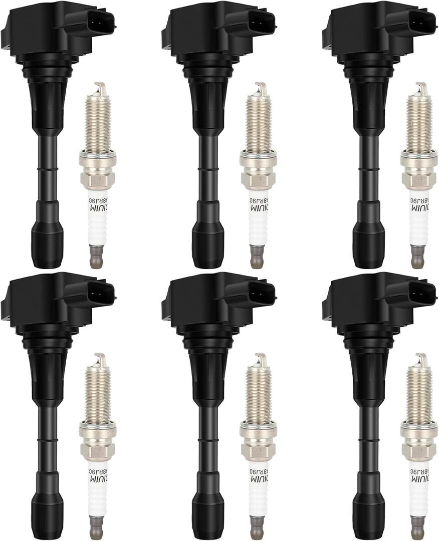 ECCPP UF617 6 ignition coils with 6 iridium Spark Plugs for Nissan for Infiniti 370Z G37 M37 Q50 Q60 Q70 QX50 QX70 V6 3.7L 22448-EY00A UF617